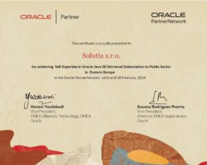 Solutia s.r.o., certifikovaný partner Oracle Java