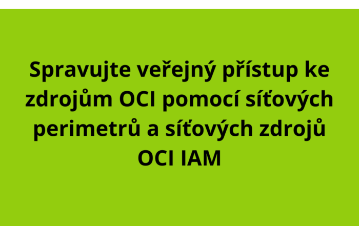 Spravujte veřejný přístup ke zdrojům OCI pomocí síťových perimetrů a síťových zdrojů OCI IAM