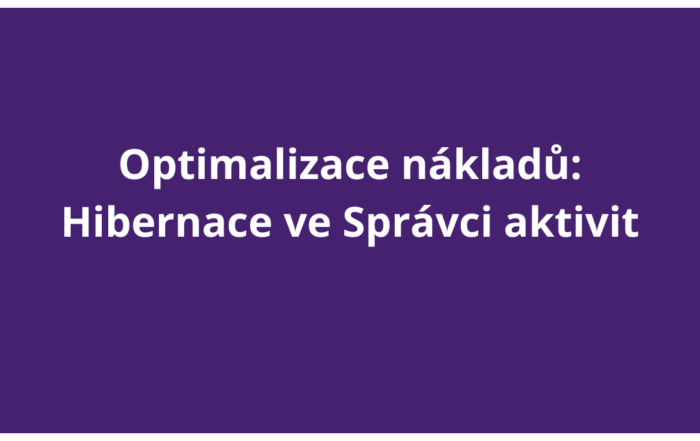 Optimalizace nákladů: Hibernace ve Správci aktivit
